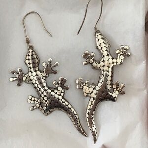 Sterling silver balinese gecko earrings